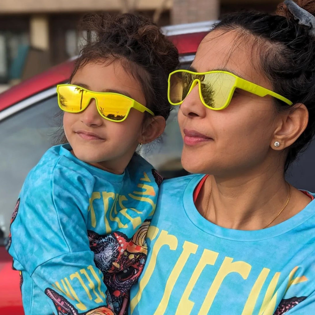 Fluorescent Yellow Single Shield Sunglasses | Giant Size Sunglasses
