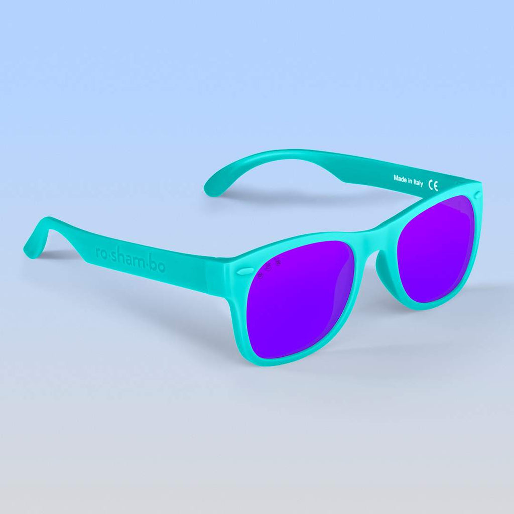 ro•sham•bo Eyewear Goonies Shades | Baby, Polarized Mirrored (Purple) Lens / Mint Frame