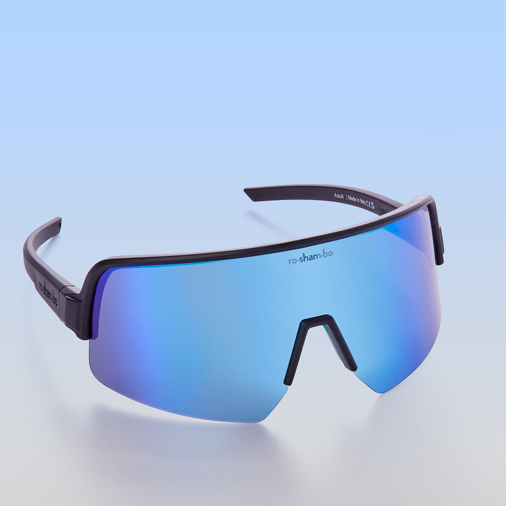 ro•sham•bo Eyewear Ludicrous Speed Sport | Adult, Black Frame / Mirrored Blue