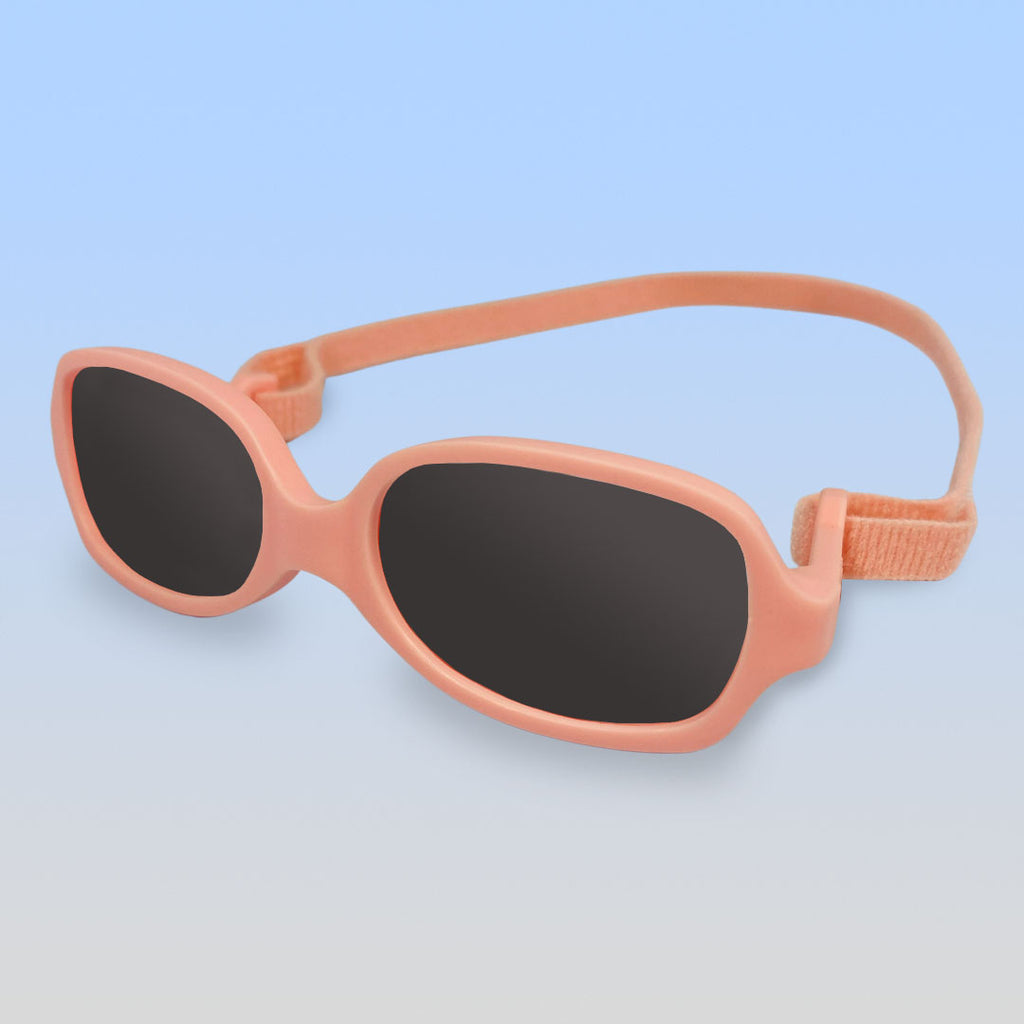 Prescription Glasses with Strap for Babies Interchangeable Temples Medium Ages 1 3 Peach Frame Polarized Sunglasses
