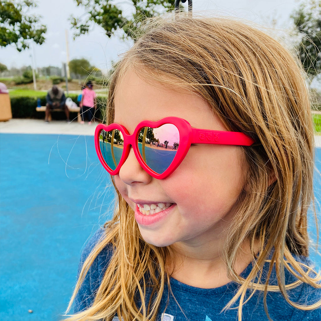 Heart Shaped Sunglasses for Babies Cranberry Colored Heart