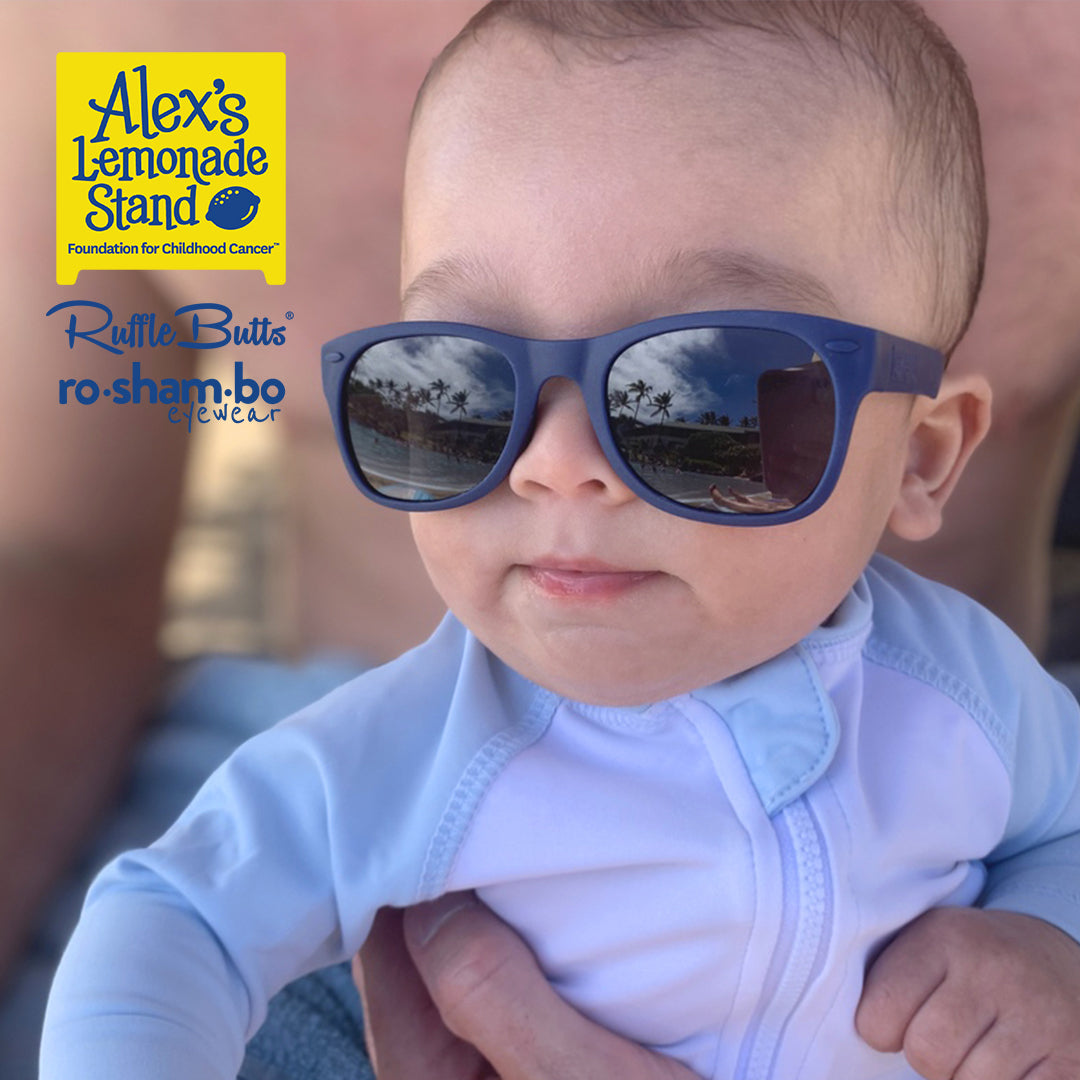 RuggedButts Baby Jawsome Maillot de bain et Rash Guard avec lunettes de soleil Roshambo Bleu marine