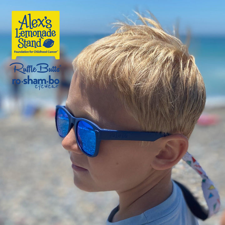 RuggedButts Garçons Jawsome Maillot de bain et Rash Guard avec lunettes de soleil Roshambo Bleu marine