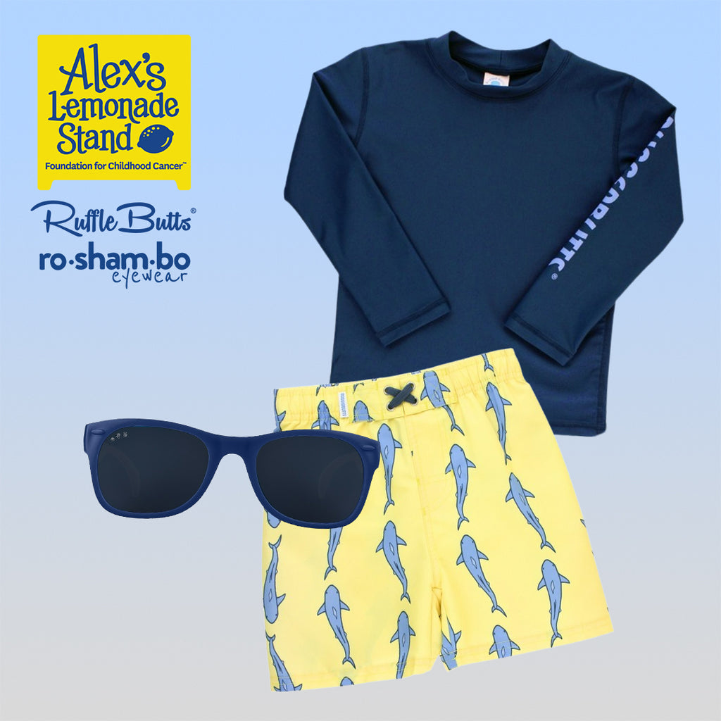 RuggedButts Baby Jawsome Swim Trunks & Rash Guard with
