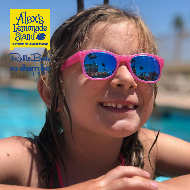 RuffleButts Tankini crème glacée pour filles avec lunettes de soleil Roshambo à paillettes roses